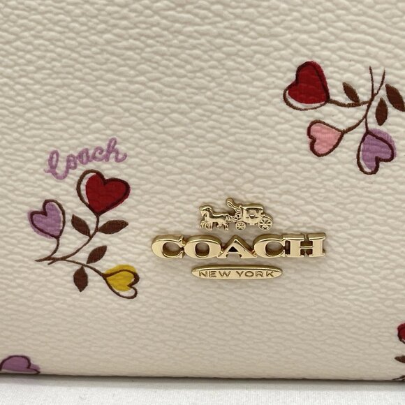 NEW COACH Women’s Double Zip Wallet with Heart Print Canvas CW969 Chalk Multi - Picture 11 of 12